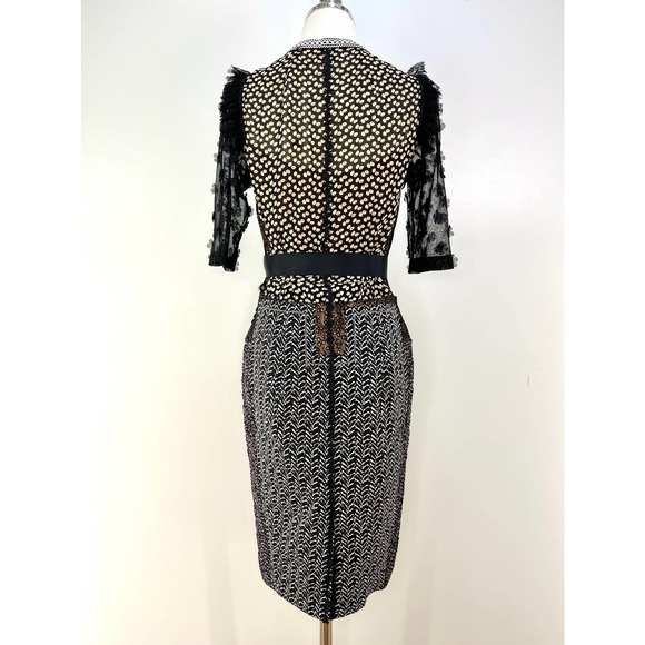 Anthropologie Beguile by Byron Lars Allusione Dress Black Lace Insert Sheath 4P - Picture 12 of 13